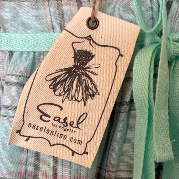 Easel Teal Plaid Blouse with Tie Accents - Image 2