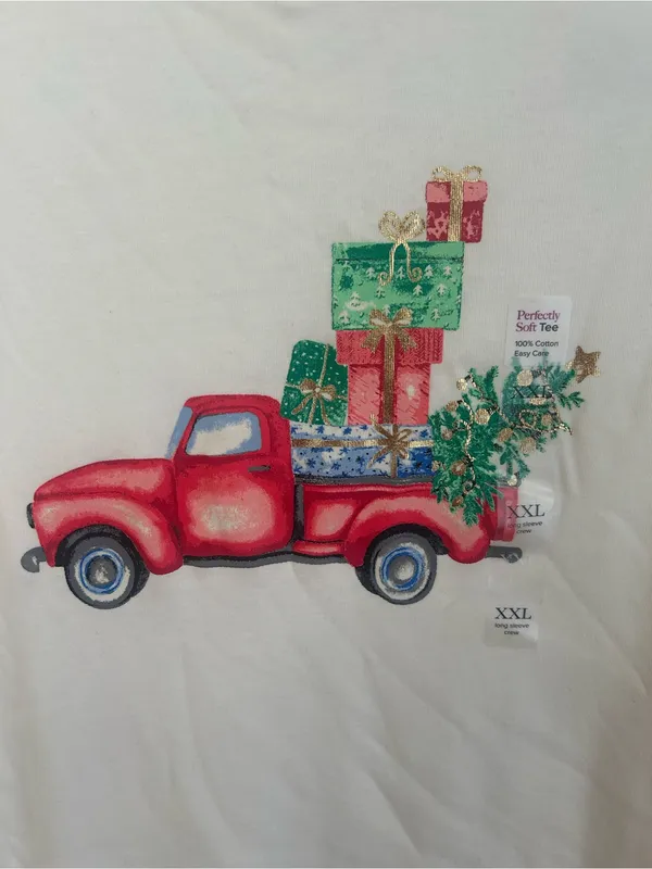 Kim Rogers Women's Christmas Truck Long Sleeve T-Shirt soft tee woman’s XXL new - Image 2