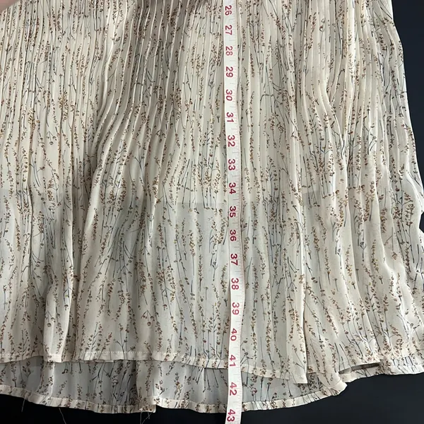 Orange Creek Midi Dress Women M Cream Floral Great Pleated Ruffle Flutter Sleeve - Image 9