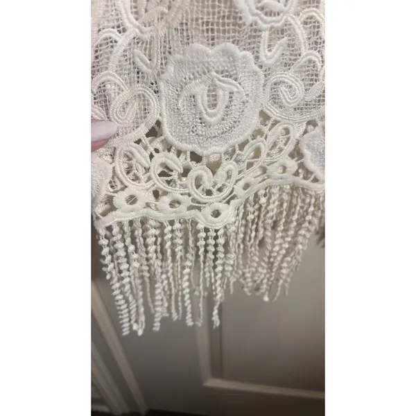 Altar'd State Cream Lace Fringe Trim‎ Kimono XS/S Boho Beach Bridal Festival - Image 5