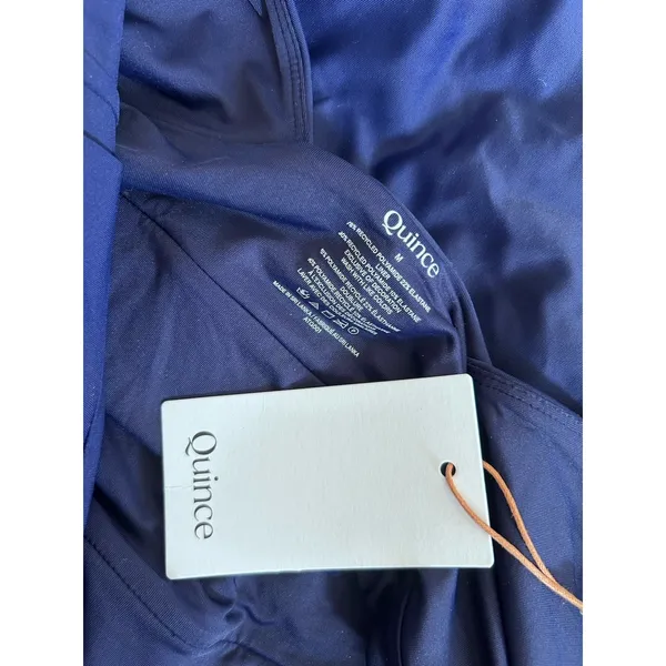 NWT Quince Deep Navy Blue Italian Plunge One-Piece Swimsuit Sz Medium - Image 5