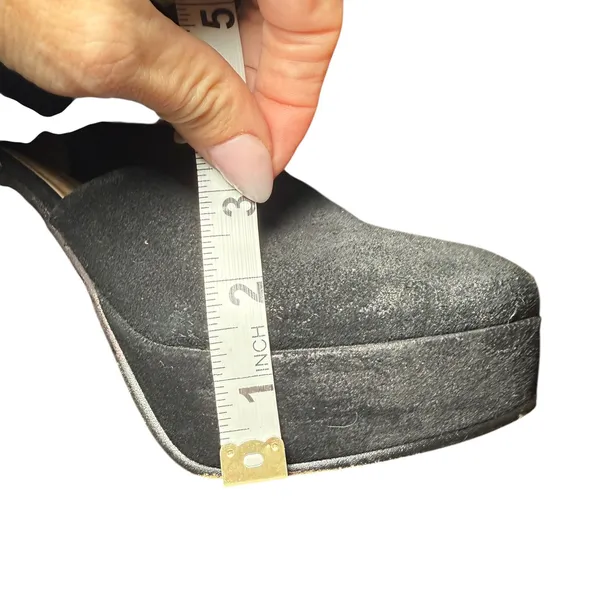 Free People Black Suede‎ Platform Block Heel Ankle Edgy Statement Size 38 (7) - Image 11