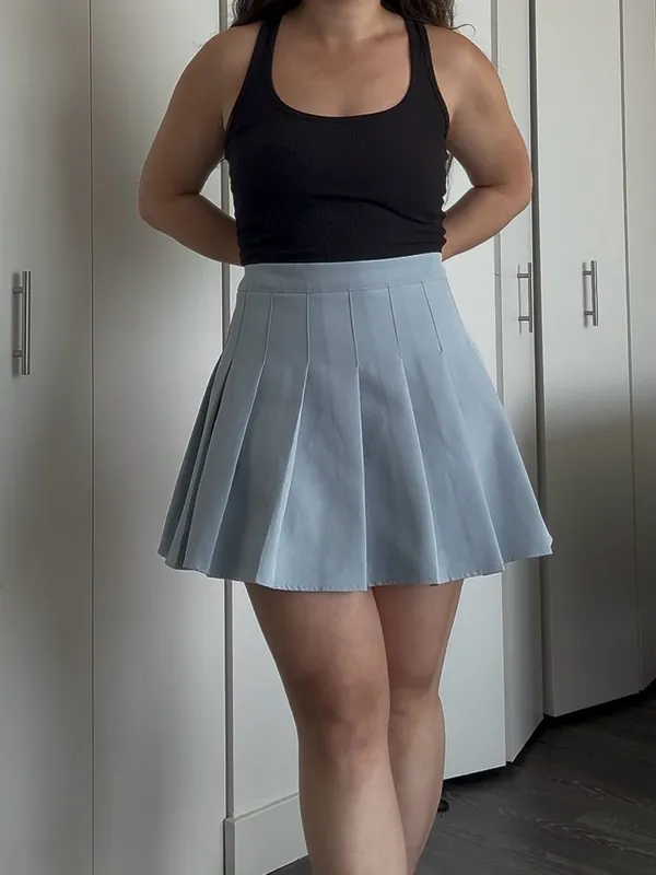 Missguided Light Blue Pleated Skater Mini Skirt - Image 6