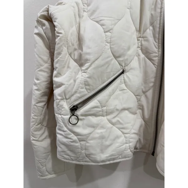 Lucky‎ Brand Cream Quilted Jacket Womens Small Off White Cotton Full Zip - Image 4