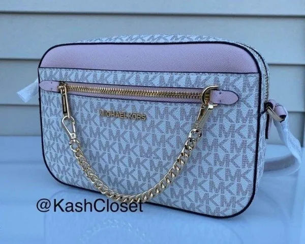 Michael Kors Powder Blush Jet Set Large Chain Crossbody Purse - Image 3