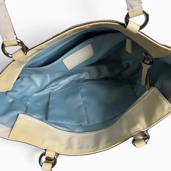 Coach Gallery Signature C Stitched Patent Leather Tote Butter Yellow Bag - Image 2