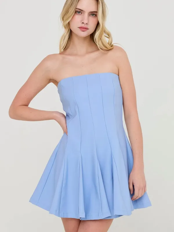 HYFVE Baby Blue Strapless Skort Dress with Built-In Shorts – Medium - Image 7