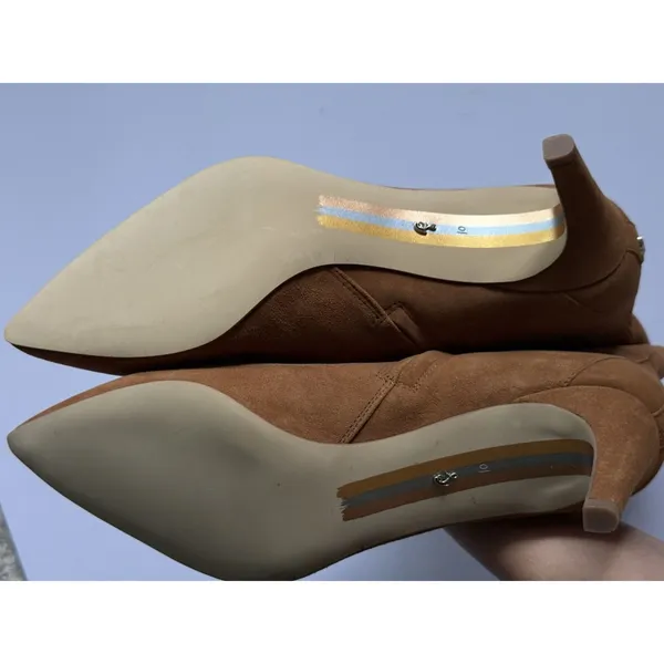 Sam Edelman Usha Suede Pointed Toe Ankle Boots Womens 10 Brown Stiletto Heel - Image 7