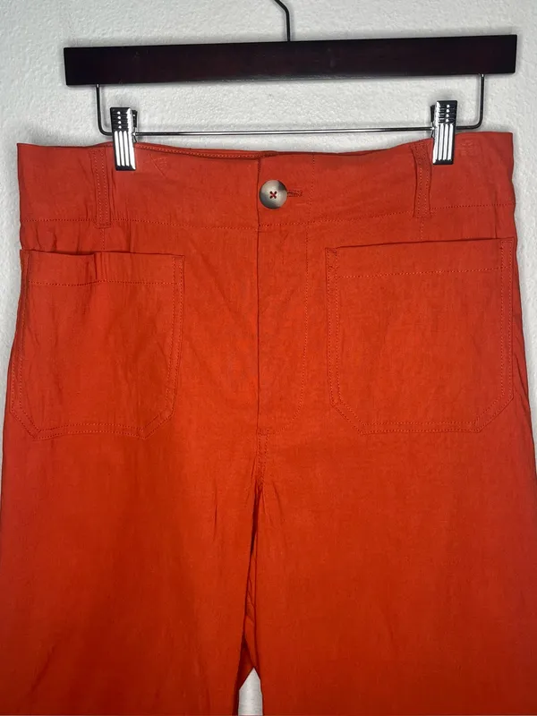 Maeve The Colette High Rise Wide Leg Crop Pant in Orange Size 30 - Image 7