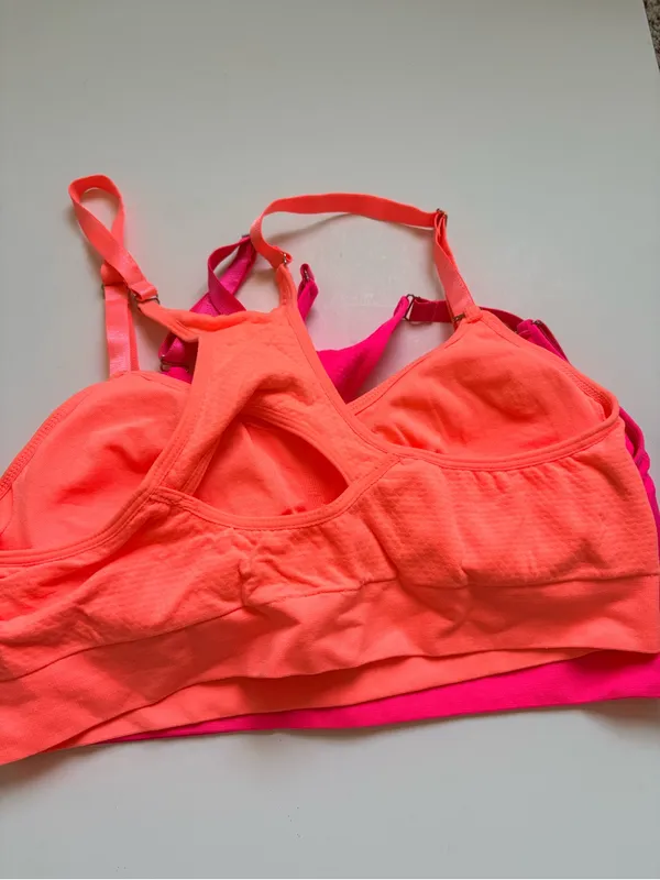 Neon Pink & Neon Coral Seamless Sports Bralettes - Women Intimates XL - Image 5