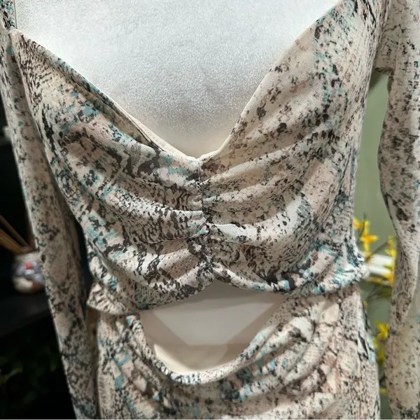 AFRM X Nordstrom Snake Skin Print Cut Out Bodysuit Size M - Image 3