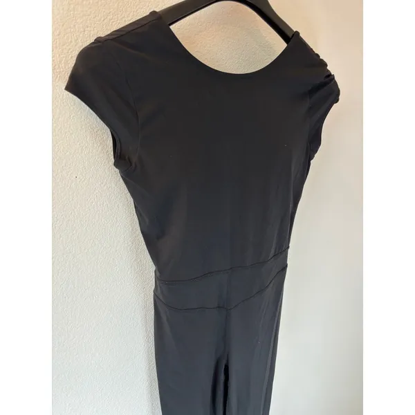 JoyLab Womens Black‎ Short Sleeve Scoop Back Athletic Jumpsuit Straight Leg - Image 3