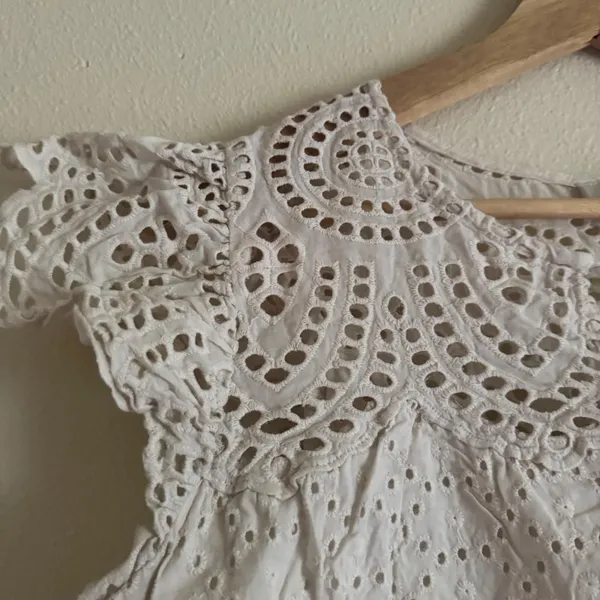 Jennifer & Grace Cream Cotton Eyelet Lace Blouse L Romantic Prairie Cottagecore - Image 2