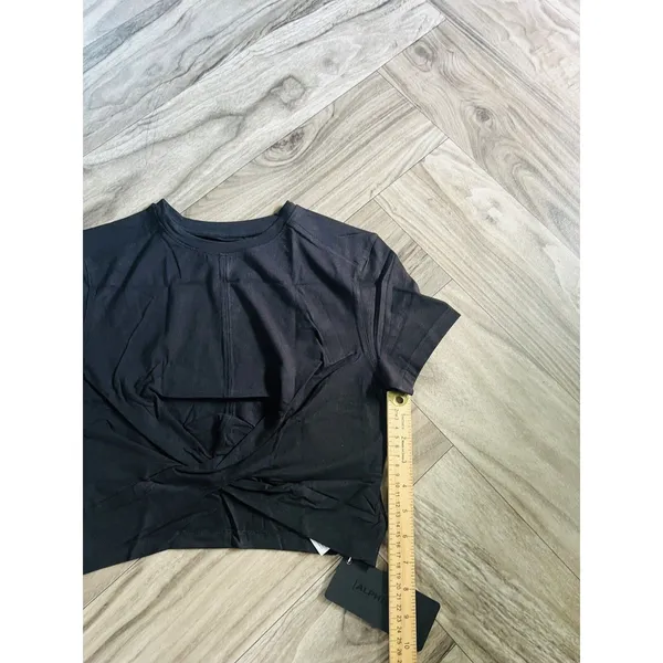 Alphalete Woman’s Premium Wrop SS Crop - Black, Size Small - Image 5