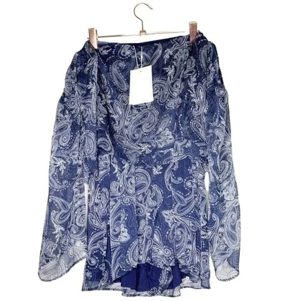 The Jetset Diaries Midnight Paisley Print Romper Size Small Blue New - Image 5