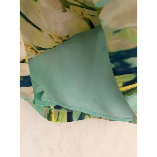 BB‎ Dakota Floral Peplum Mini Dress Teal Green Gold Metallic Sleeveless XS - Image 5