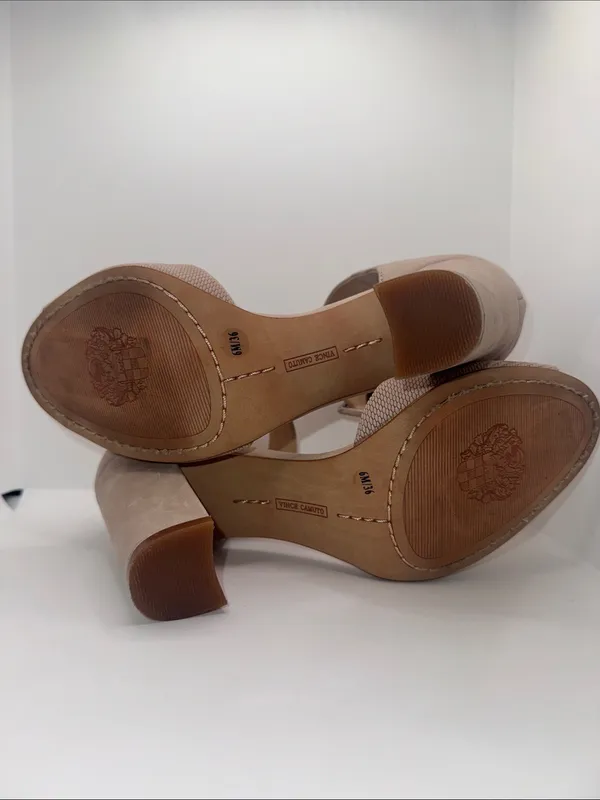 Vince Camuto Shelbin 3 Nubuck Heeled Sandals Women’s 6 Beige Tan - Image 8