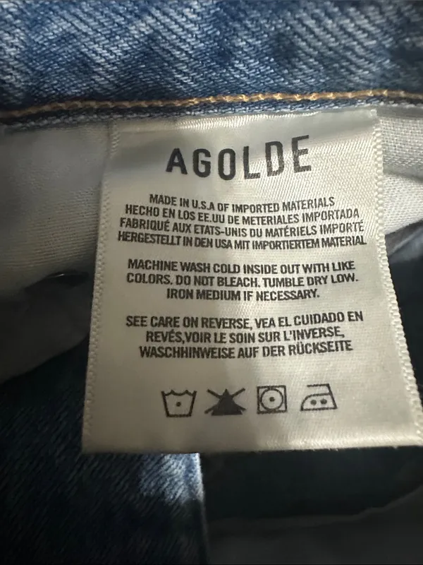 AGOLDE Criss Cross High Rise Jeans 100% Cotton Straight Leg Vintage Blue. - Image 3