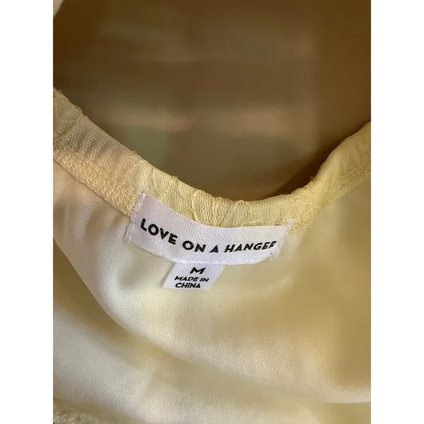 Love On A Hanger Yellow Floral Embroidered Mesh Halter Babydoll Top Medium - Image 2
