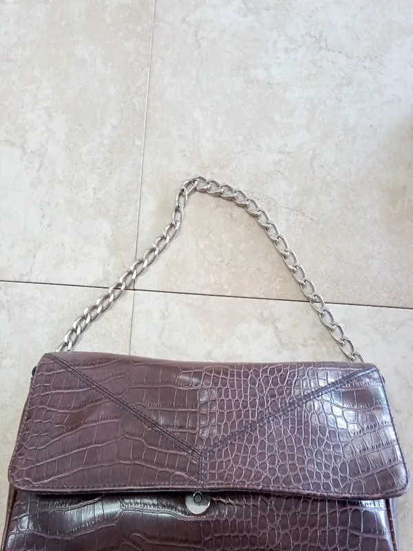 kristen davis Faux Alligator Dark Brown Purse - Image 2