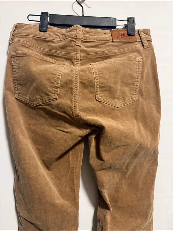 Lauren Ralph Lauren Tan Corduroy‎ Straight Leg Pants 4P Camel Brown Preppy - Image 9
