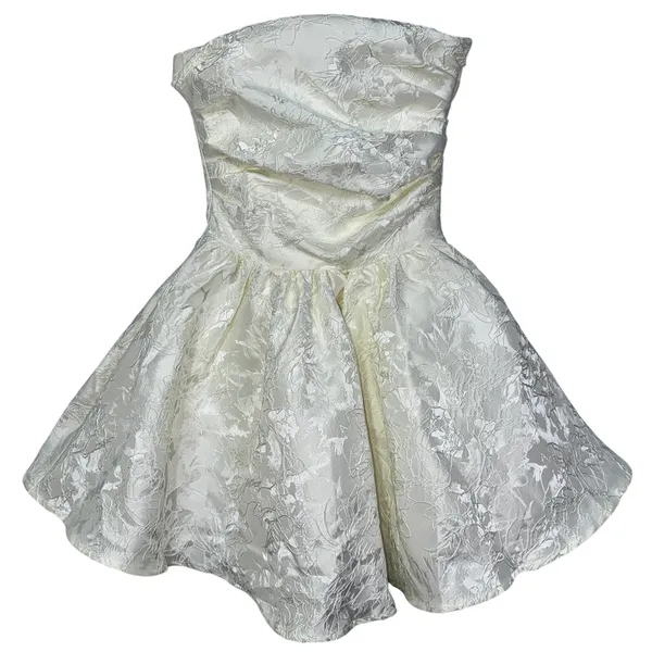 NWT Babyboo Salome Ivory Floral Jacquard Bow Corset Strapless Mini Dress Size XS - Image 9