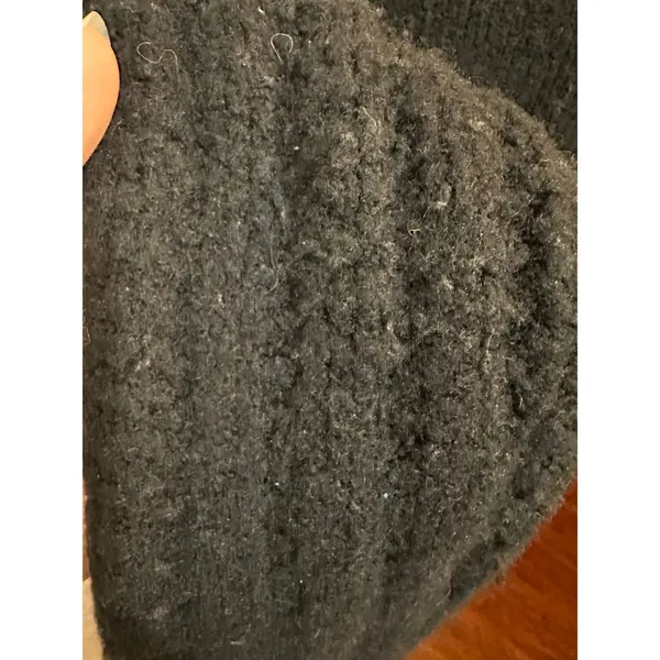 Gap Alpaca Wool Blend Chunky Knit Women's Sweater Black Crew Neck Pullover S - Image 4