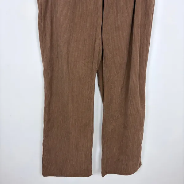 Halara High Rise Corduroy Pleated Straight Pants Soft Casual Brown Large Tall - Image 4