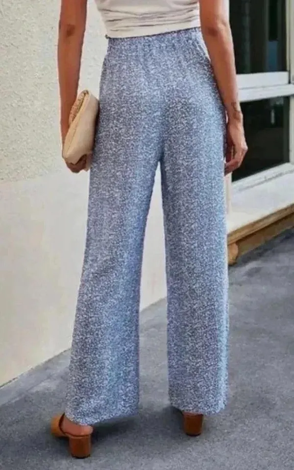 Coastal Chic Print Wide Leg Drawstring Pants Ocean Blue Womens size L - Image 4
