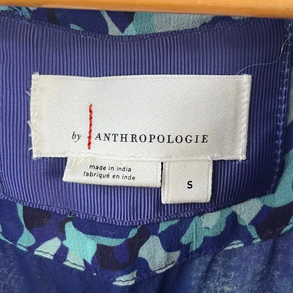 Anthropologie Somerset Long Sleeve Mini Dress Blue Printed Size S - Image 8