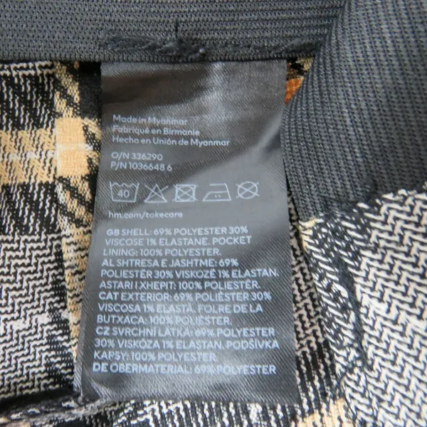 H&M Tan Black Plaid High Rise Straight Leg Trousers Pants Size 4 - Image 7