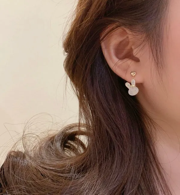 Bunny Stud Earrings for Women,Cute Opal Rabbit Earrings for Girls,Animal Earring - Image 6