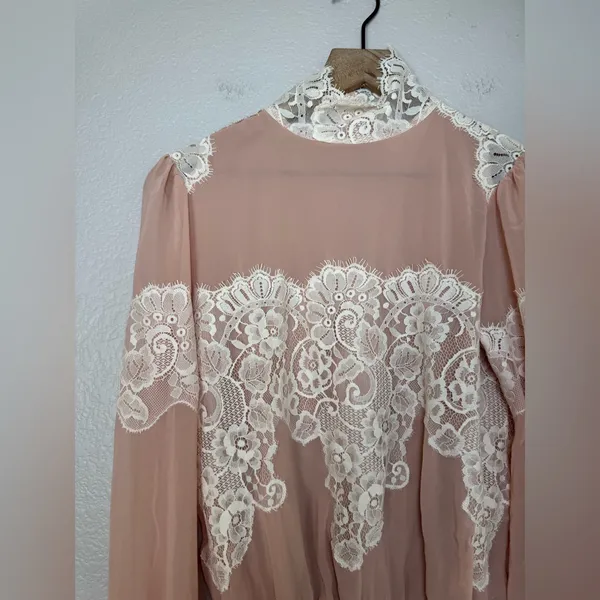 We Are HAH x Revolve Queen 4 A Day Lace Chiffon Bodysuit in Copper Rose size XS - Image 9