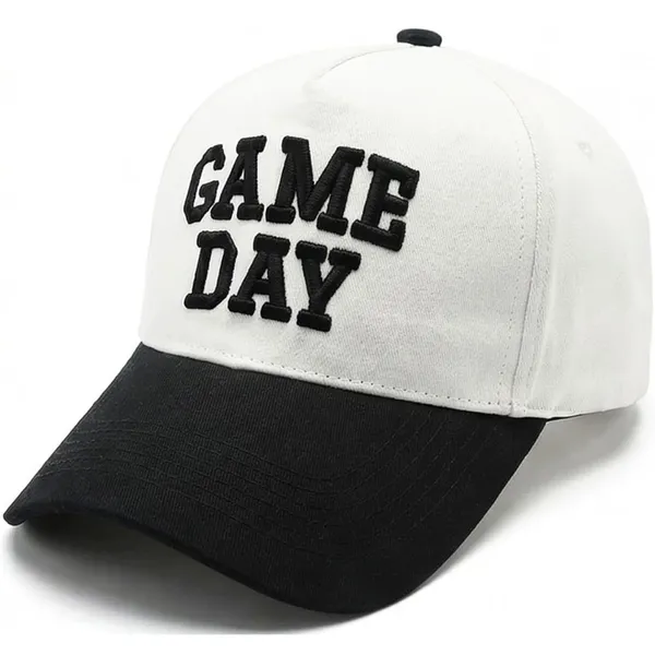 NWT Game Day Two-Tone Baseball Cap Black White Embroidered Sports Hat OS - Image 2