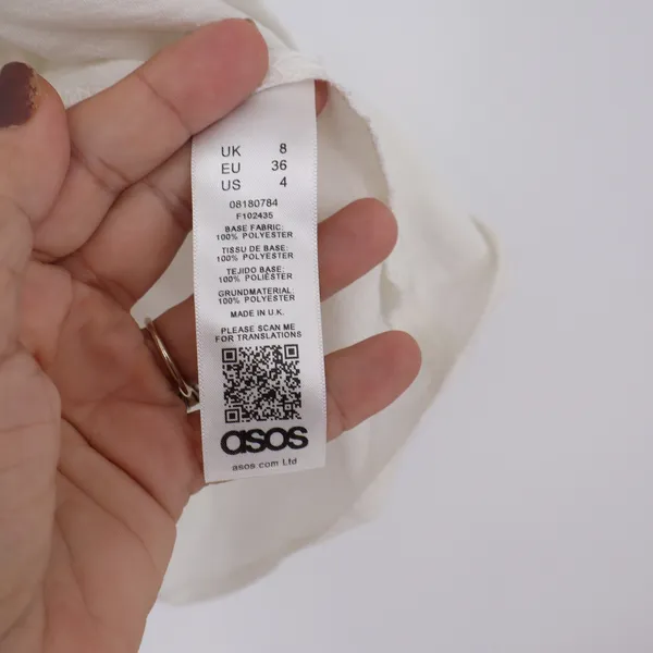 ASOS Top Womens 4 Twist Front Deep V-Neck Kimono Sleeve Cream Solid - Image 3