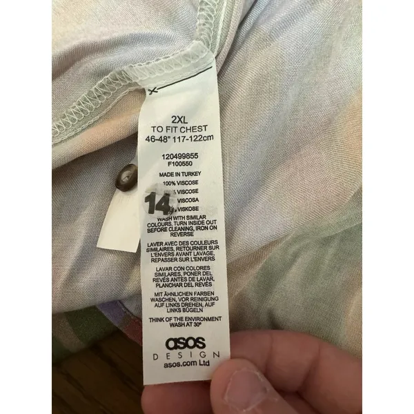 Asos Design Colorful Button Up Shirt Womens‎ Sz 2XL To Fit Chest Viscose Preppy - Image 8