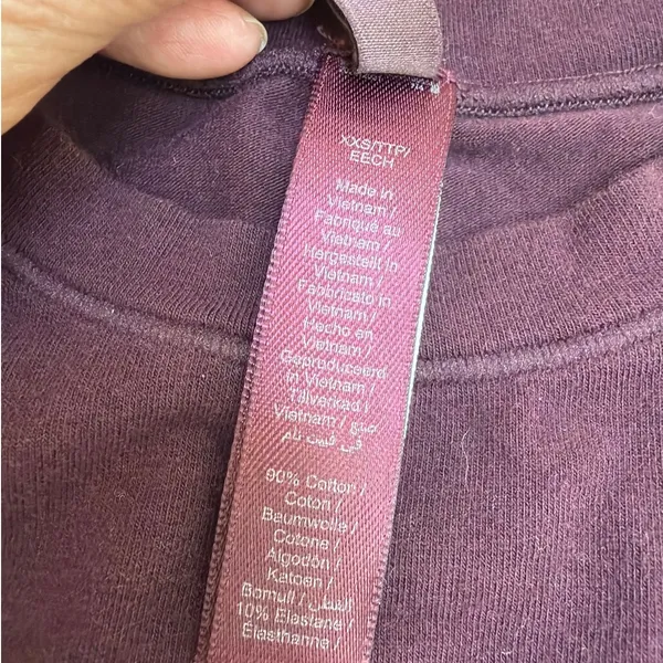 SKIMS Tee Crew Neck Long Sleeve Size XXS Burgundy Plum - Image 2