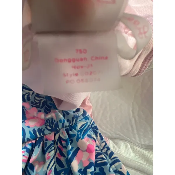 Lilly Pulitzer Floral Bandeau One Piece Swimsuit Blue Pink Ruched 12 - Image 3