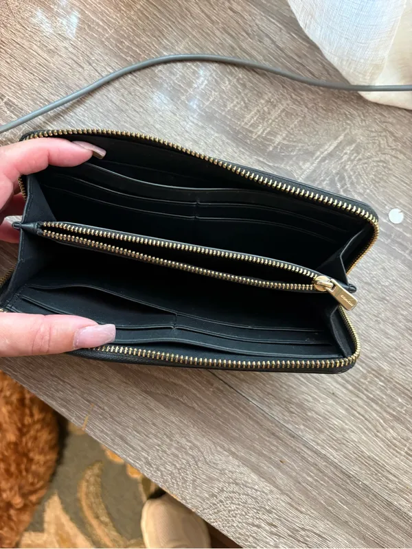 Coach Black Leather Zip-Around Wallet with Gold Logo Hardware - Image 2