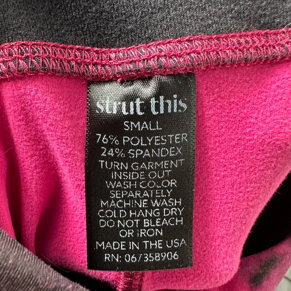 Strut This Pink Black Tie Dye Leggings Small High Rise‎ Yoga Athletic Pants - Image 7