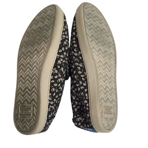 TOMS Alpargata Daisy Floral Print‎ Slip On Canvas Shoes Black Size 7 - Image 5