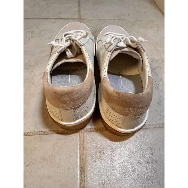 Dolce Vita Womens Perforated Leather Suede Low Top Sneakers Cream Tan Size‎ 7 - Image 3