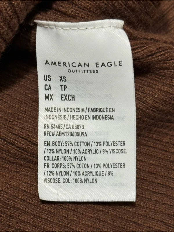 American Eagle Womens Brown Ribbed Zip Up Sweater Fuzzy Collar Cardigan XS - Image 4