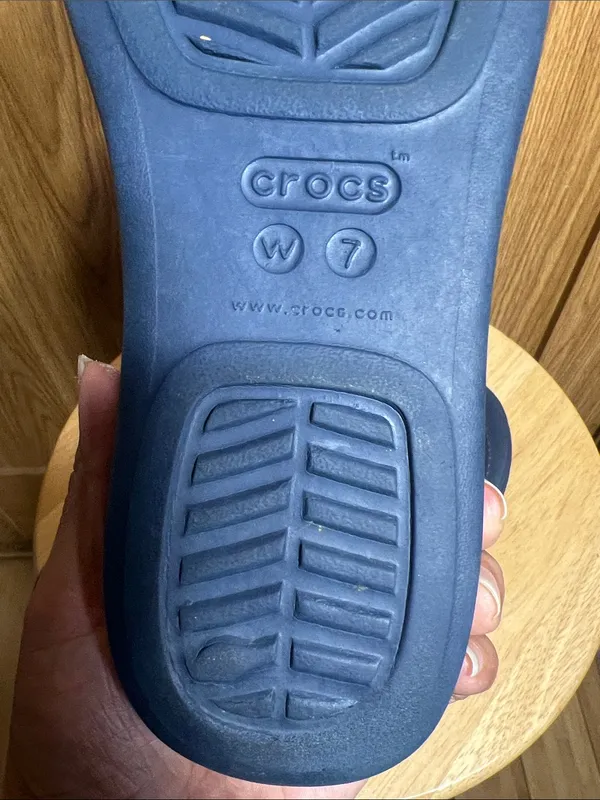 CROCS Navy Blue Sandal with Multicolor Striped Strap - Image 6