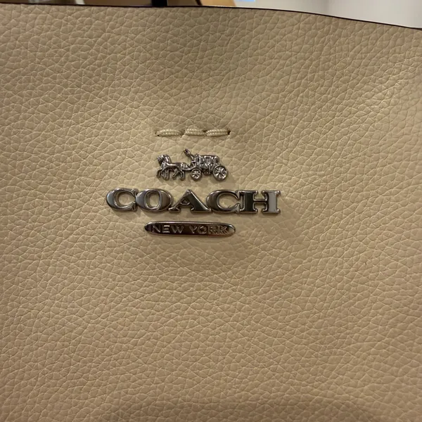 Coach Thea Leather Tote Chalk Pebbled Carryall Purse Everyday Shoulder Bag - Image 6