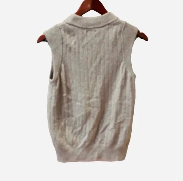 Retro Gray Sweater Vest Ribbed Who What Wear Grandpa Preppy M Crewneck - Image 5