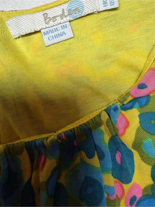 Boden Yellow, Blue & Pink Floral Scoop-Neck Midi Dress - Image 7