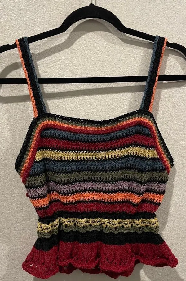 ZARA Multicolor Striped Crochet Knit Top - Image 4