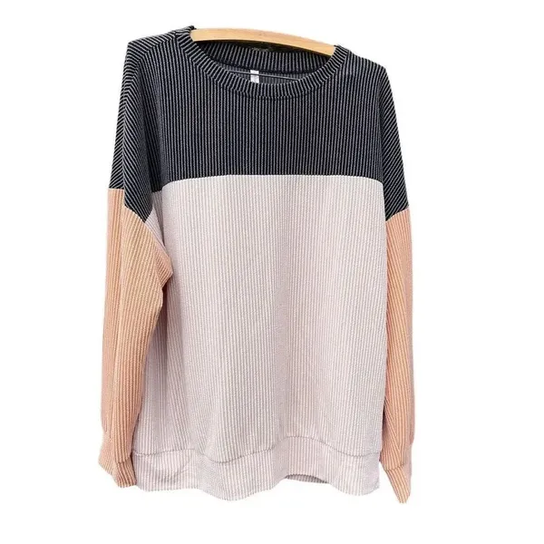 Kirundo size L color block texture oversized knit top. Black Size L - Image 3