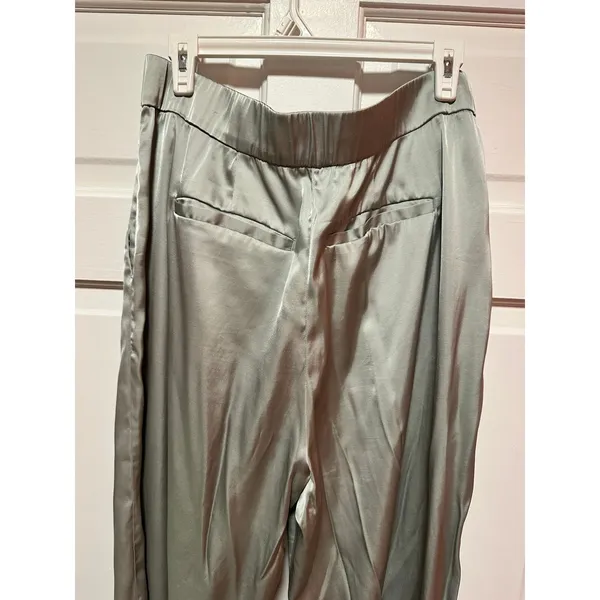 Abercrombie and Fitch Satin Tailored Wide Leg Pant Sage Size 33 Long - Image 10